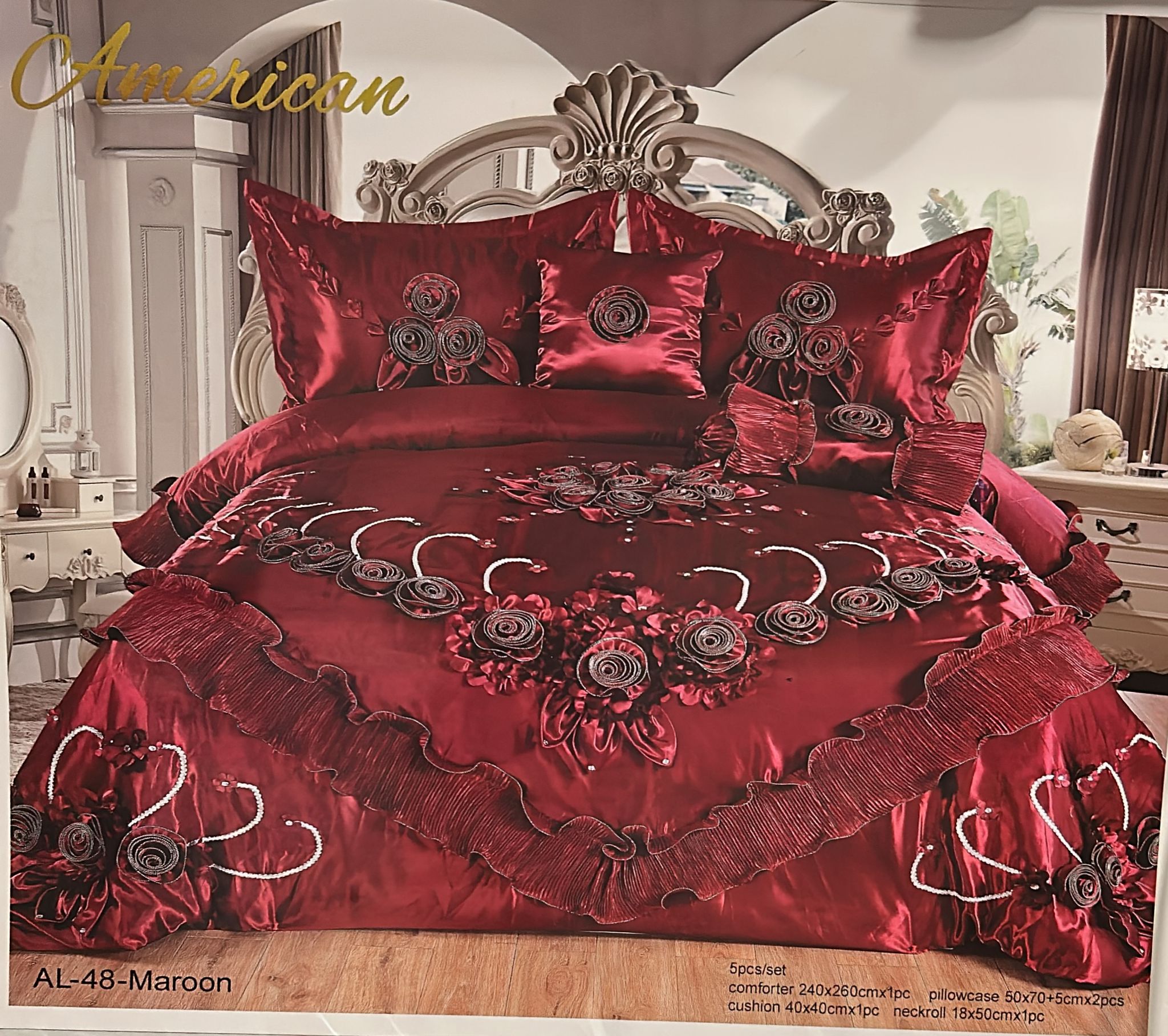 Royal Maroon Elegance Bedding Set